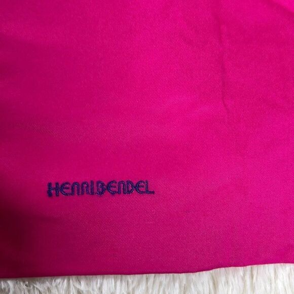 Henri Bendel Embroidered Shoe Accessory Dust/Travel Drawstring Bag Fuschia Pink - Picture 5 of 5